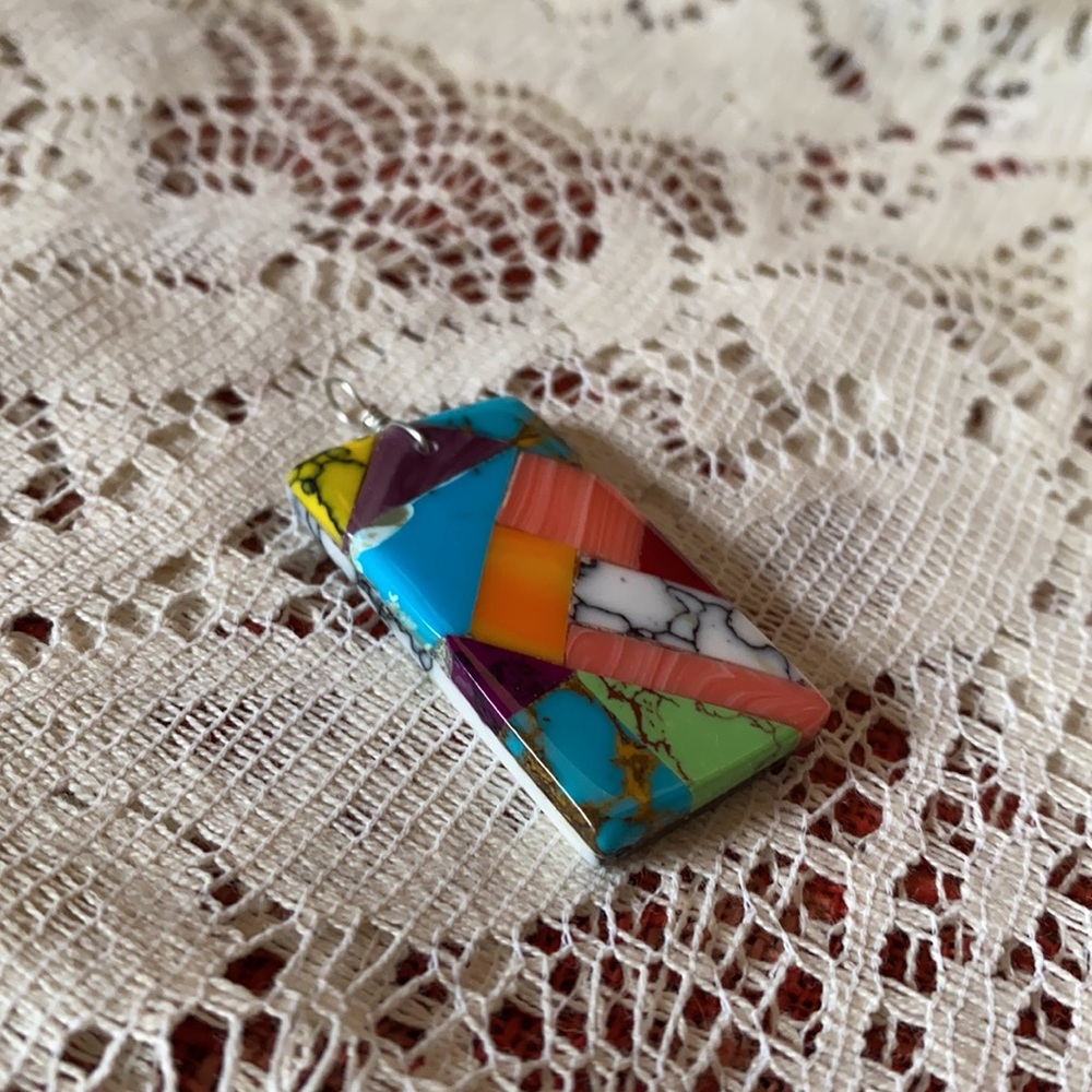 Reversible Geometric Inlay Pendant - Picture 2 of 4